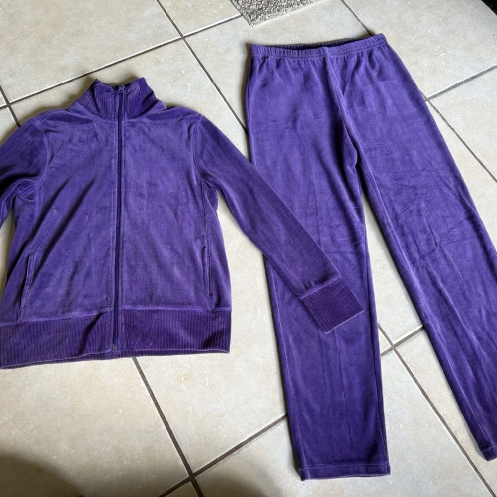Studio Works Purple Velour Track Jacket & Joggers Set